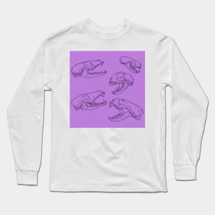 North American Predator Skulls Black Lines Purple Long Sleeve T-Shirt